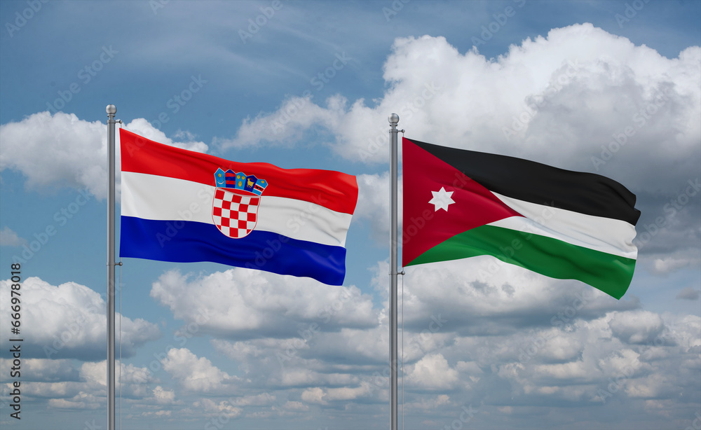 Jordan and Croatia flags, country relationship concept Jordan and Croatia flags, country relationship concept