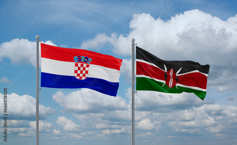 Kenya and Croatia flags, country relationship concept Kenya and Croatia flags, country relationship concept