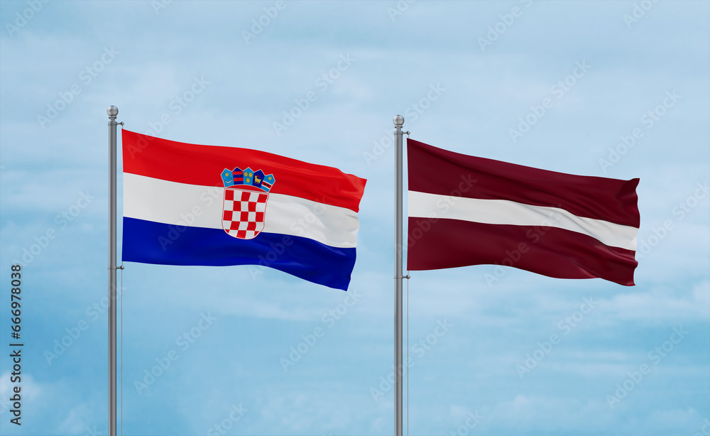 Latvia and Croatia flags, country relationship concept Latvia and Croatia flags, country relationship concept