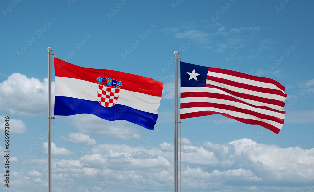 Liberia and Croatia flags, country relationship concept