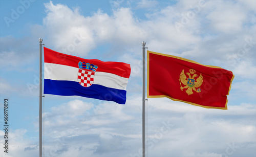 Montenegro and Croatia flags, country relationship concept