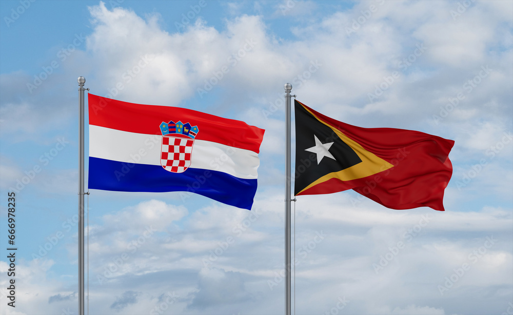 East Timor and Croatia flags, country relationship concept East Timor and Croatia flags, country relationship concept