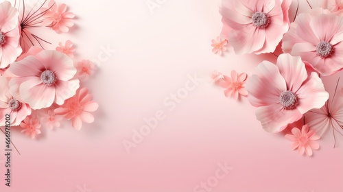 A pink floral background with blooming flowers