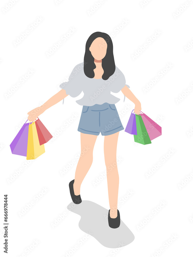 woman with shopping bags illustration vector on transparent background png woman with shopping bags illustration vector on transparent background png