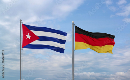 Photography Germany and Cuba flags, country relationship concept