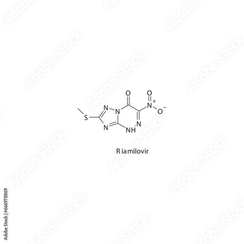 Riamilovir flat skeletal molecular structure RNA polymerase inhibitor antiviral drug used in Influenza treatment. Vector illustration scientific diagram.