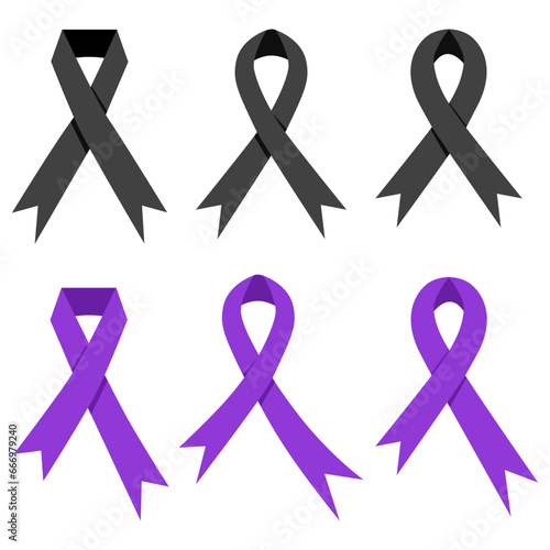 set of purple and black ribbons