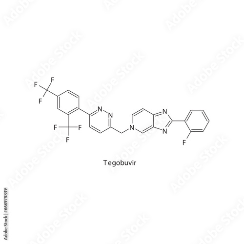 Tegobuvir flat skeletal molecular structure Protease inhibitor antivral, NS5B drug used in Hepatitis C treatment. Vector illustration scientific diagram.