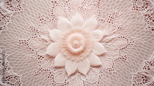 A delicate lace doily on a transparent surface © Cloudyew