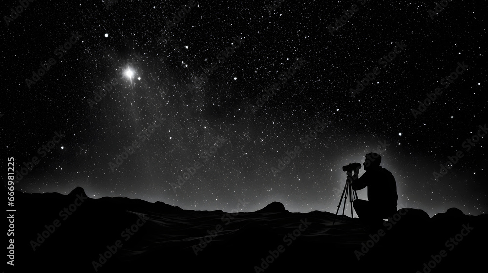 Photographer fascinated by star gazing at night full of stars and galaxies
