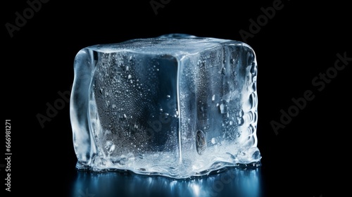A crystal-clear ice cube on a see-through background
