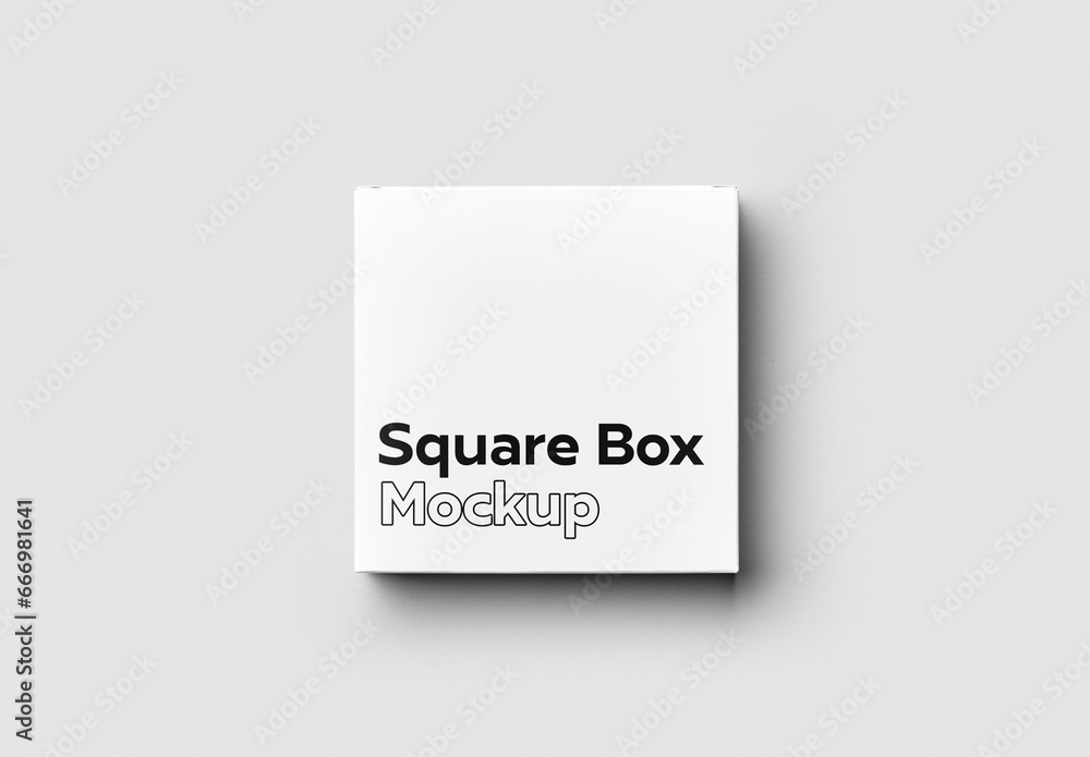 Mockup of customizable square color design box Stock Template | Adobe Stock
