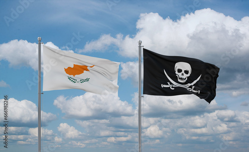 Принти на полотні Pirate and Cyprus flags, country relationship concept