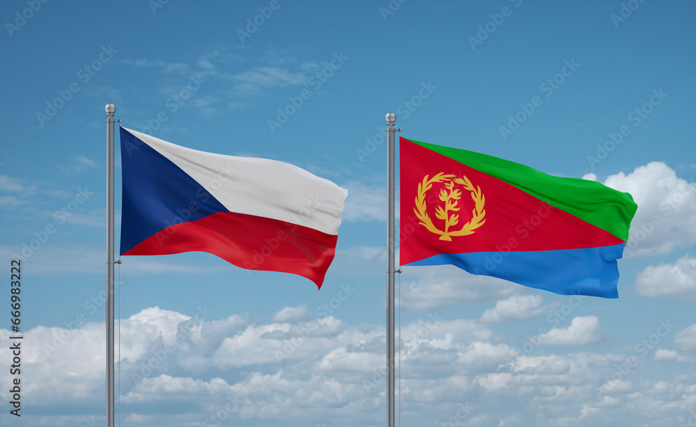 Eritrea and Czech flags, country relationship concept Eritrea and Czech flags, country relationship concept