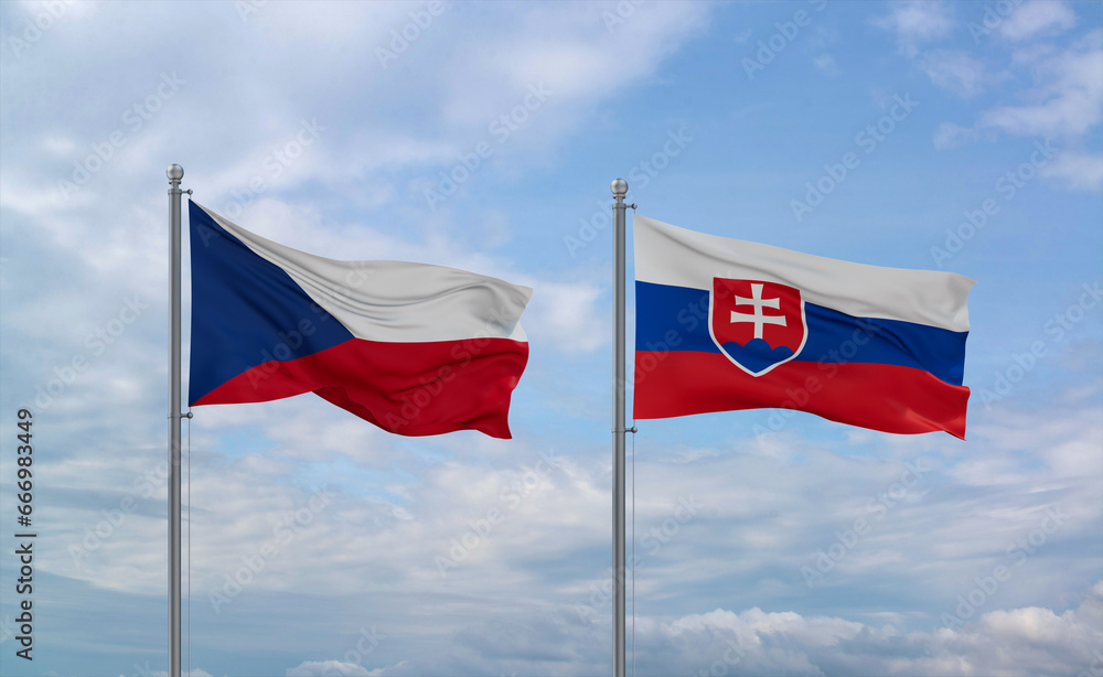 Slovakia and Czech flags, country relationship concept Slovakia and Czech flags, country relationship concept