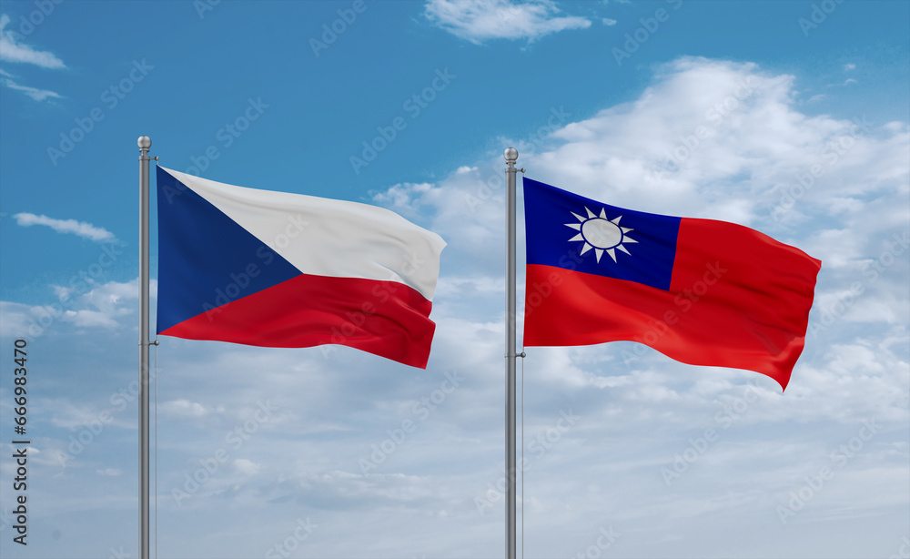 Taiwan and Czech flags, country relationship concept Taiwan and Czech flags, country relationship concept