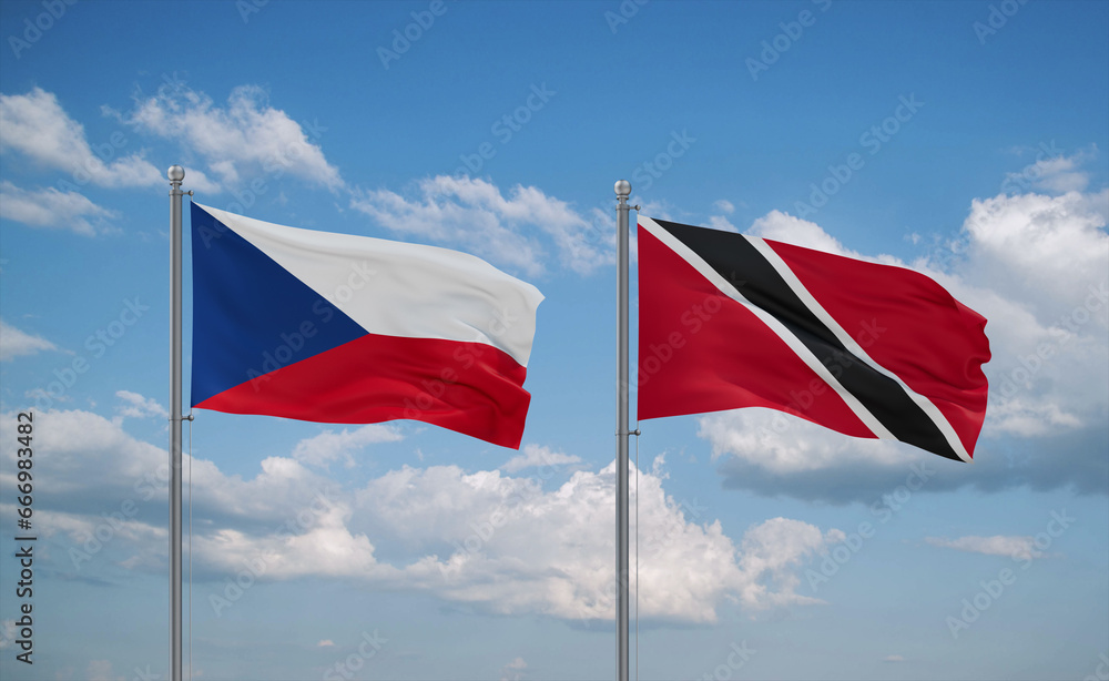 Trinidad and Tobago and Czech flags, country relationship concept Trinidad and Tobago and Czech flags, country relationship concept