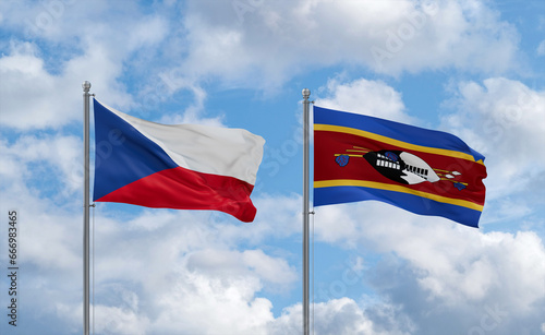 Eswatini and Czech flags, country relationship concept