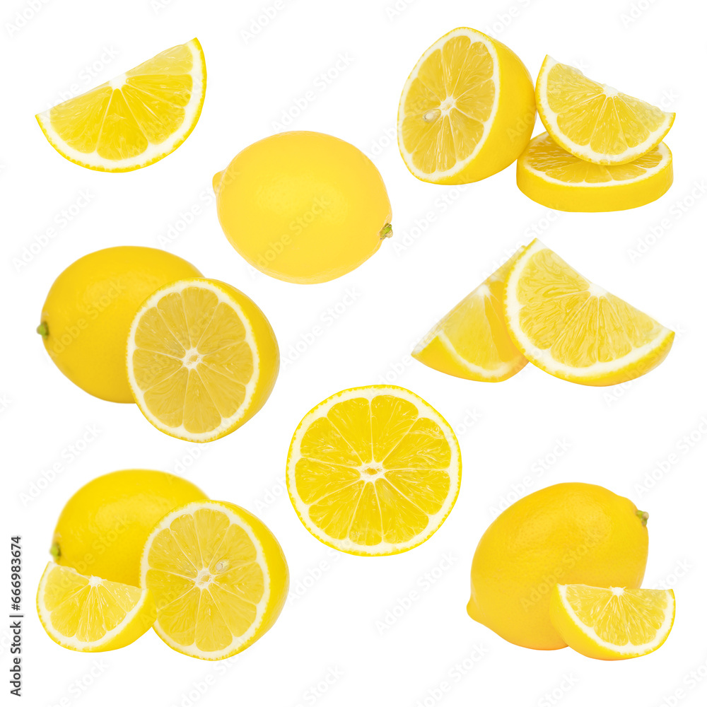 Set of lemons isolated on white background. Set of lemons isolated on white background.