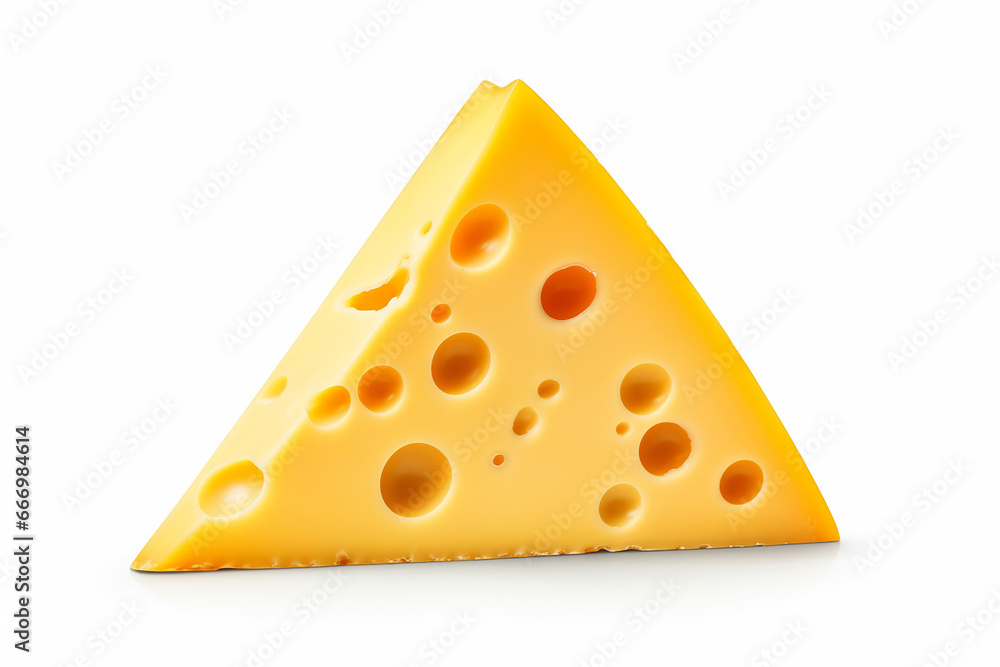 A piece of cheese on a white background A piece of cheese on a white background
