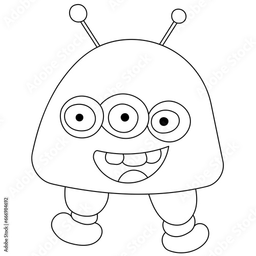 Cosmic Adventure with Alien in Line Art