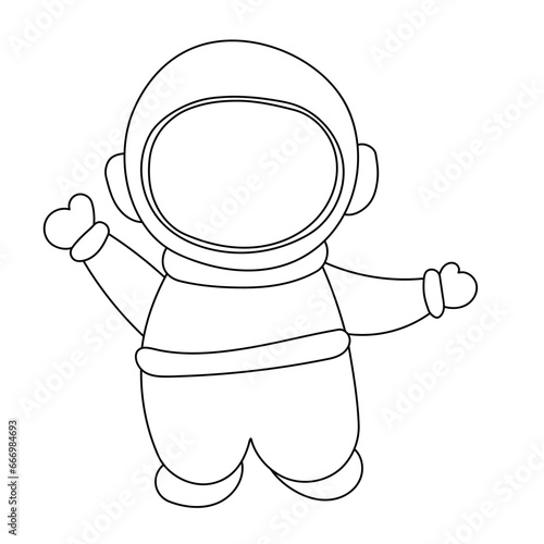 Interstellar Journey Spaceman and Cosmic Adventure in Line Illustration