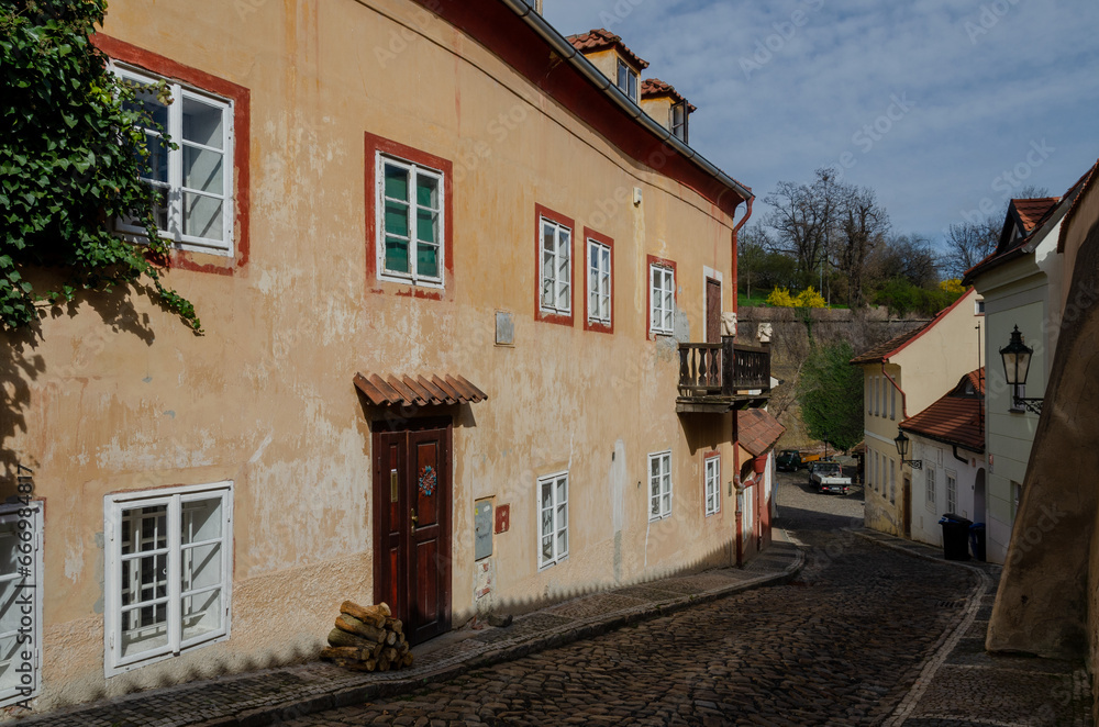 Novy Svet, a historical colorful  street of Hradcany in Prague, the Czech Republic