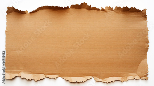 Torn corrugated cardboard isolated on white background photo