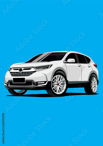 White 5th Generation Of SUV Car Vector Art