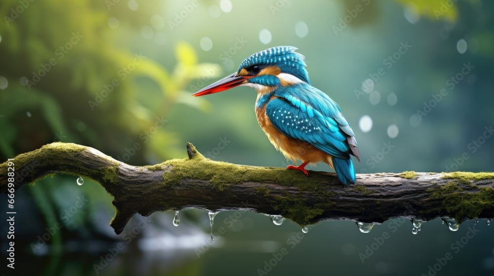 Obraz premium Kingfisher on the branch. Generative AI