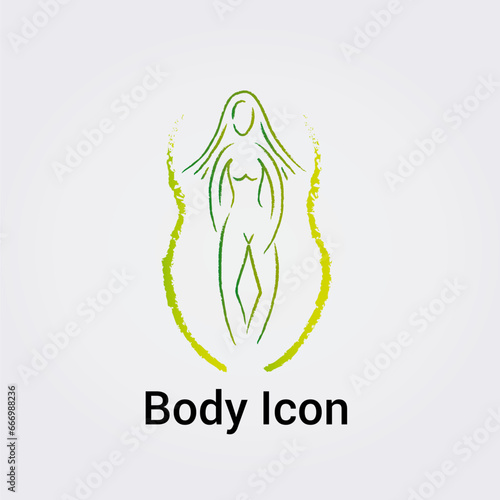 Illustration Corps Féminin Femme silhouette isolée Icône Illustration Couleurs graphique Symbole Nature, Sports et Fitness, Logo pour entreprise