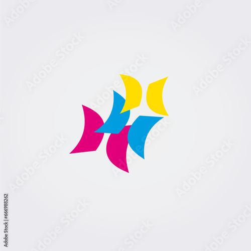 Icône abstraite Logo Design Variation Communications  Dialogue Réseau Couleurs Primaires Vecteur