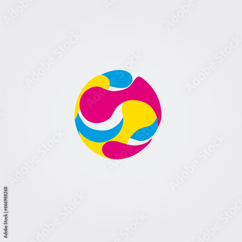 Icône abstraite Logo Design Variation Communications  Dialogue Réseau Couleurs Primaires Vecteur