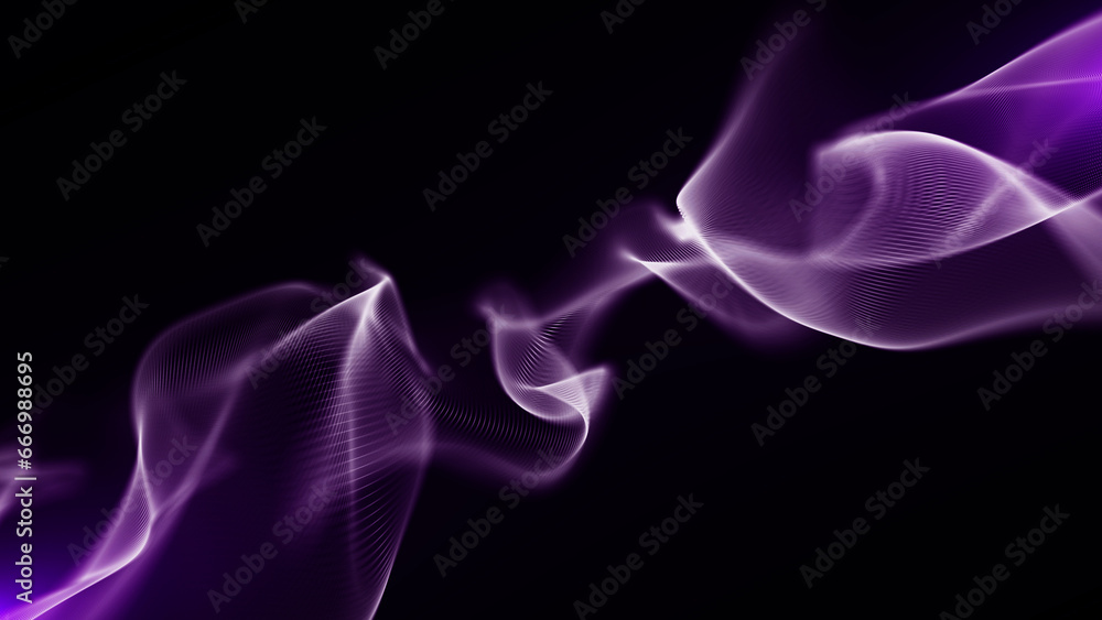 A flap of fabric in the wind. A ribbon of colored dots on a yellow background. 3D render. A flap of fabric in the wind. A ribbon of colored dots on a yellow background. 3D render.