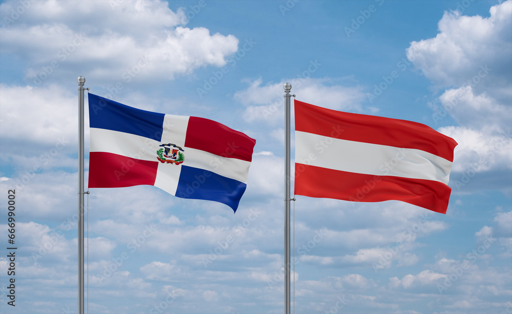 Austria and Dominican flags, country relationship concept Austria and Dominican flags, country relationship concept