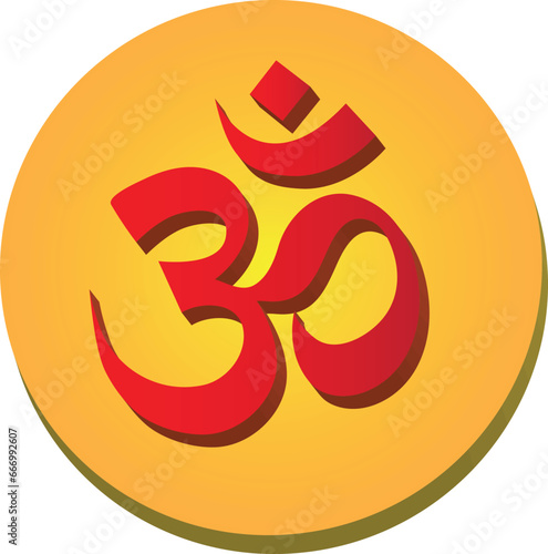 3D om or aum gradient symbol or logo of Hinduism vector icon best for apps, websites, social media, print and home decoration. Hindu Om Symbol Illustration.