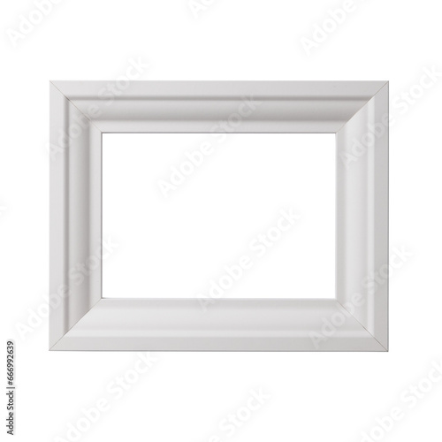 White blank picture frame  realistic horizontal picture frame. Empty white picture frame  mockup template isolated on white background.