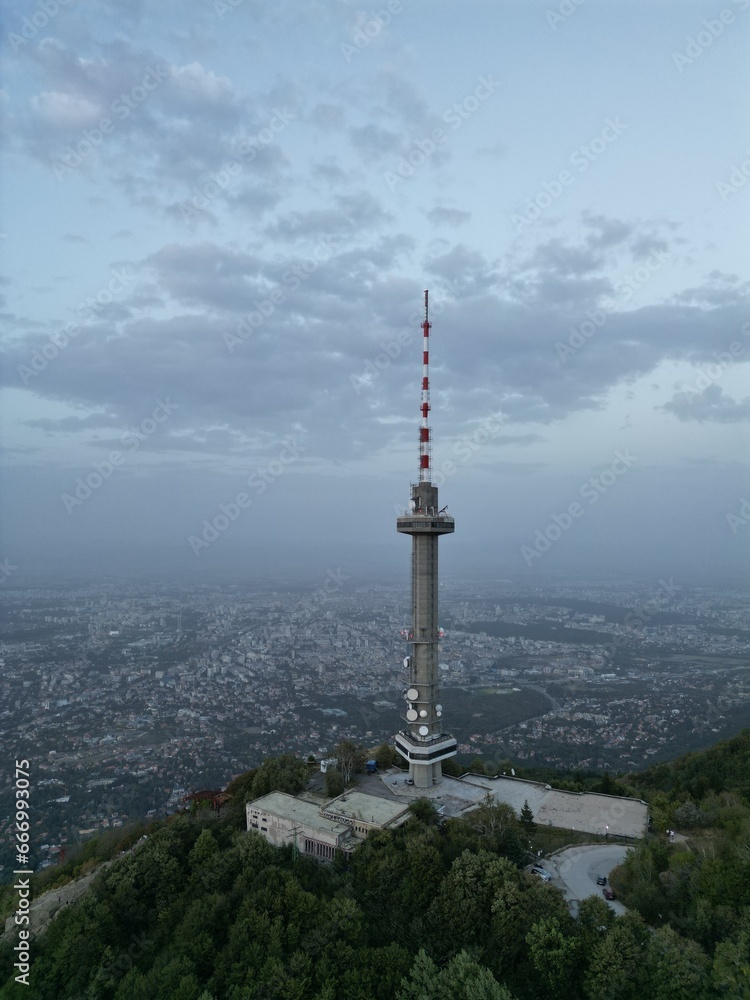 TV tower on the mountain above the capital city