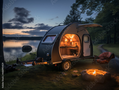 Small teardrop trailer camper