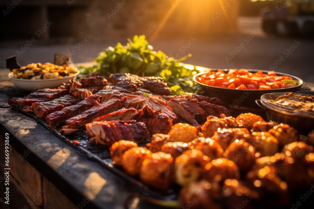 A Feast of BBQ Culinary Delights ready to be eaten. A Feast of BBQ Culinary Delights ready to be eaten.