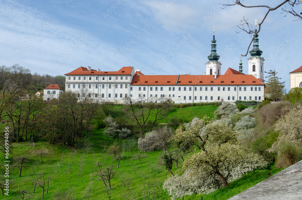 A view of Strahov monastery and Saint John's Vineyard in Prague, the Czech Republic