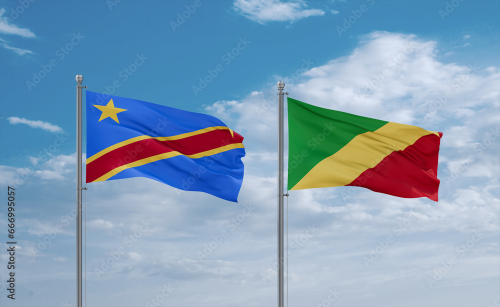 Congo and Congo or Congo-Kinshasa flags, country relationship concept Congo and Congo or Congo-Kinshasa flags, country relationship concept