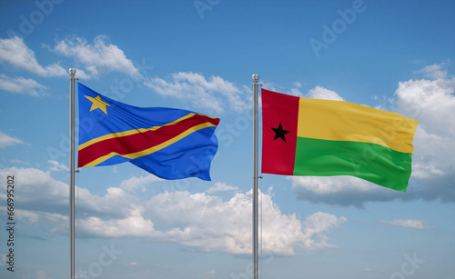 Guinea-Bissau and Congo or Congo-Kinshasa flags, country relationship concept