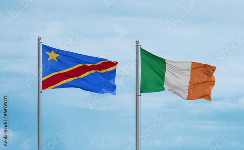 Ireland and Congo or Congo-Kinshasa flags, country relationship concept
