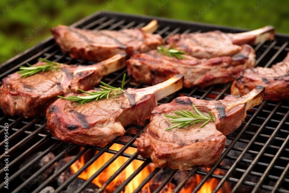 lamb chops on a simple barbeque grill