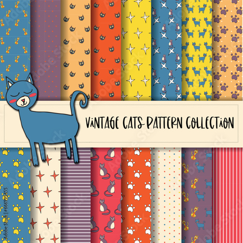 Vintage cats pattern collection