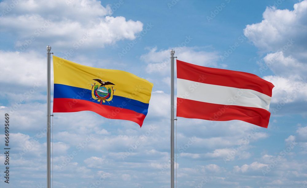 Austria and Ecuador flags, country relationship concept Austria and Ecuador flags, country relationship concept