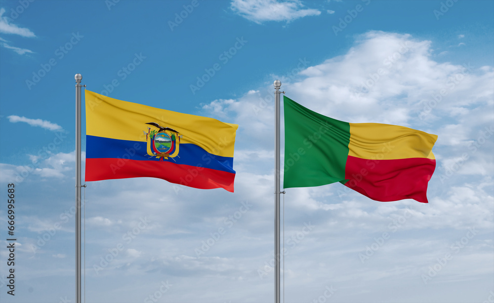Benin and Ecuador flags, country relationship concept Benin and Ecuador flags, country relationship concept