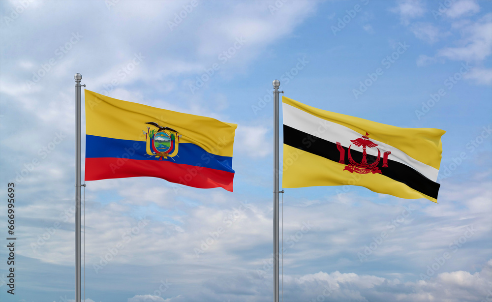 Brunei and Ecuador flags, country relationship concepts Brunei and Ecuador flags, country relationship concepts