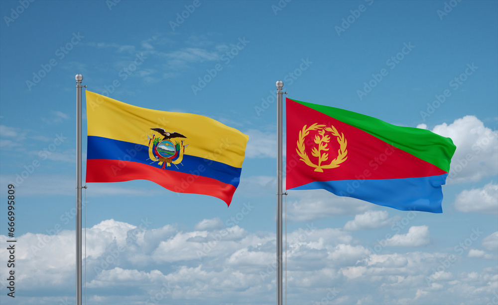 Eritrea and Ecuador flags, country relationship concept Eritrea and Ecuador flags, country relationship concept